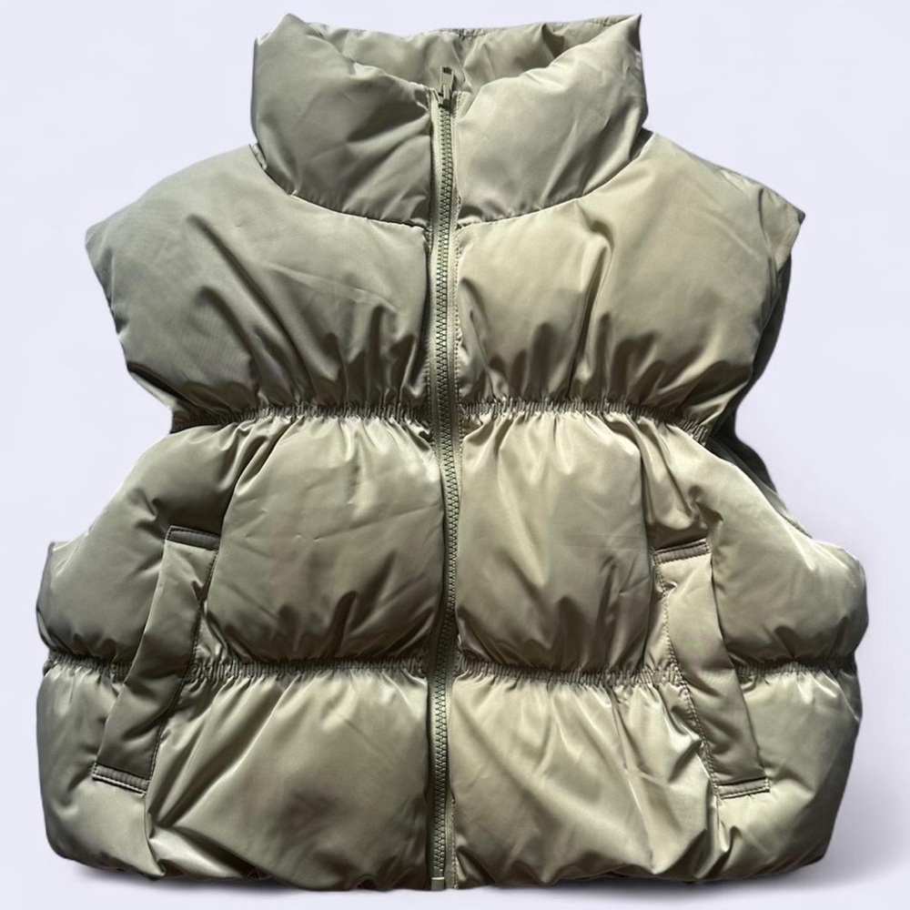 Stylish Puffer Vest in Sage Green